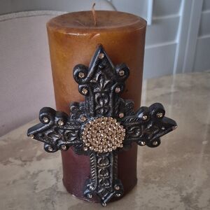 Neiman Marcus Candle with Black Cross Accent